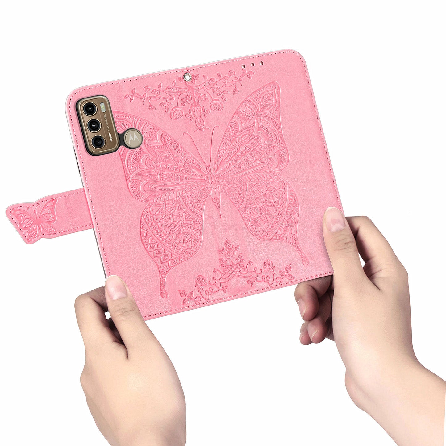 For Motorola Moto G60 Imprinted Butterfly Pattern PU Leather Phone Case Stand Book Design Wallet Flip Magnetic Cover