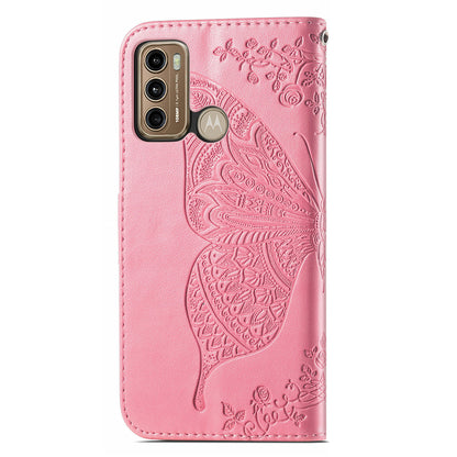 For Motorola Moto G60 Imprinted Butterfly Pattern PU Leather Phone Case Stand Book Design Wallet Flip Magnetic Cover