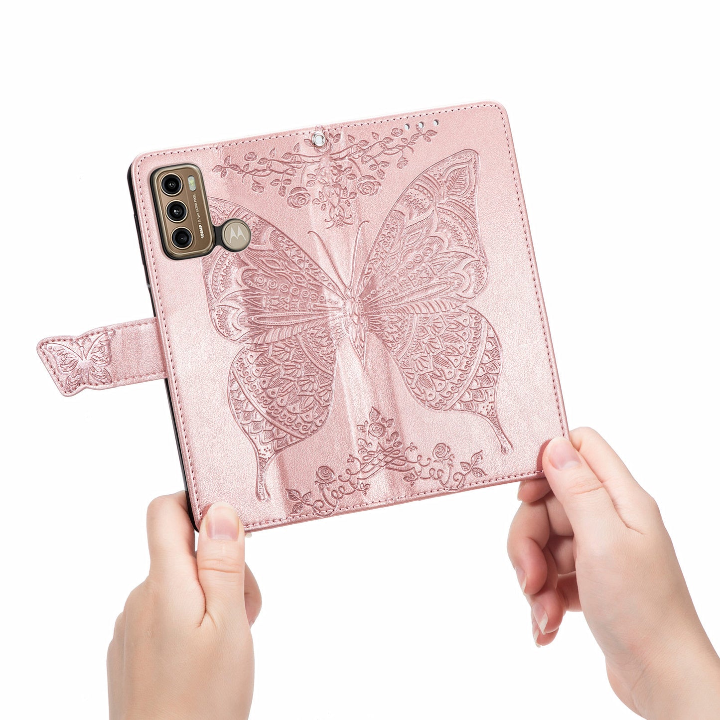 For Motorola Moto G60 Imprinted Butterfly Pattern PU Leather Phone Case Stand Book Design Wallet Flip Magnetic Cover