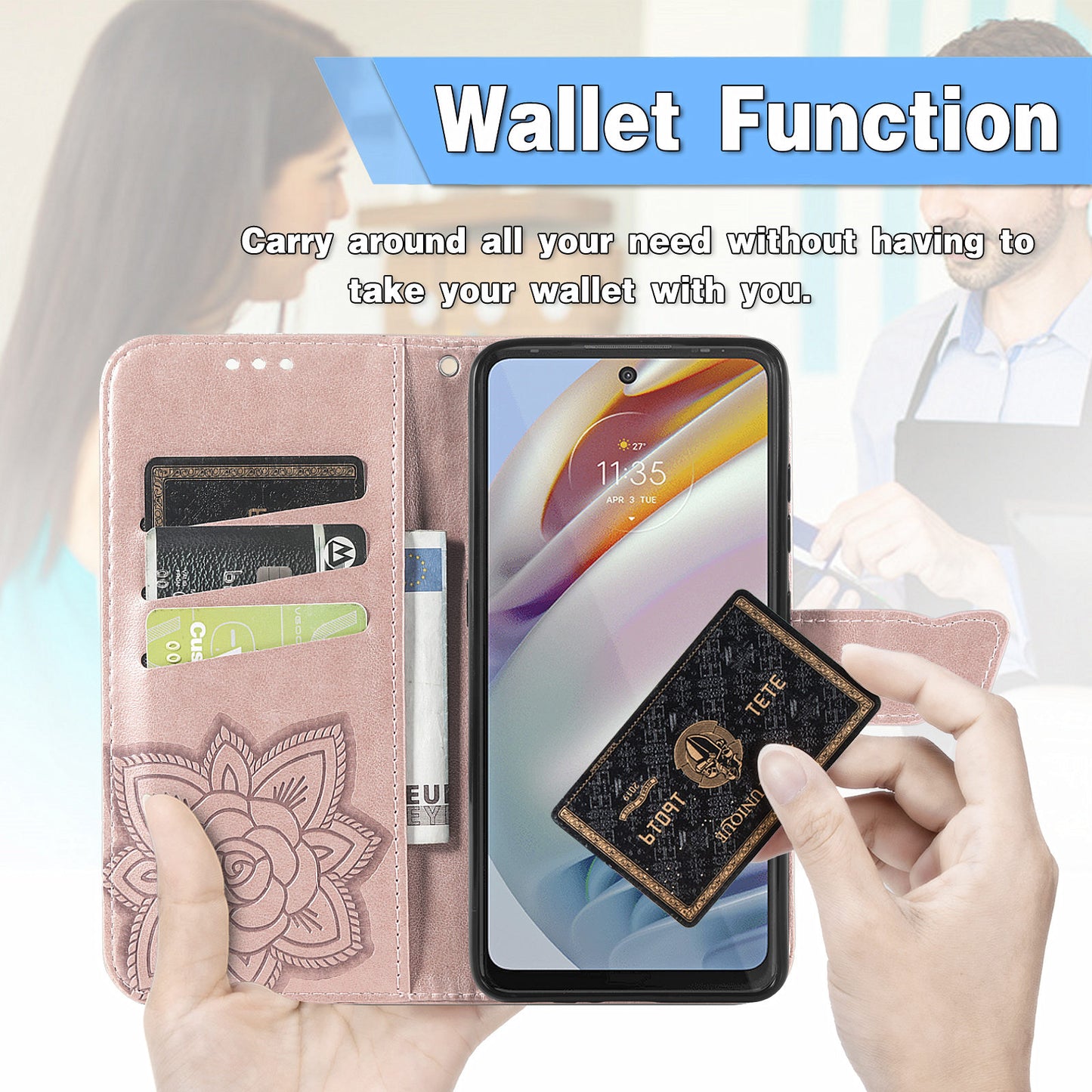 For Motorola Moto G60 Imprinted Butterfly Pattern PU Leather Phone Case Stand Book Design Wallet Flip Magnetic Cover