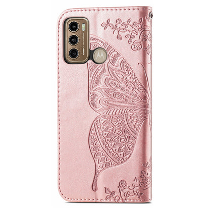 For Motorola Moto G60 Imprinted Butterfly Pattern PU Leather Phone Case Stand Book Design Wallet Flip Magnetic Cover