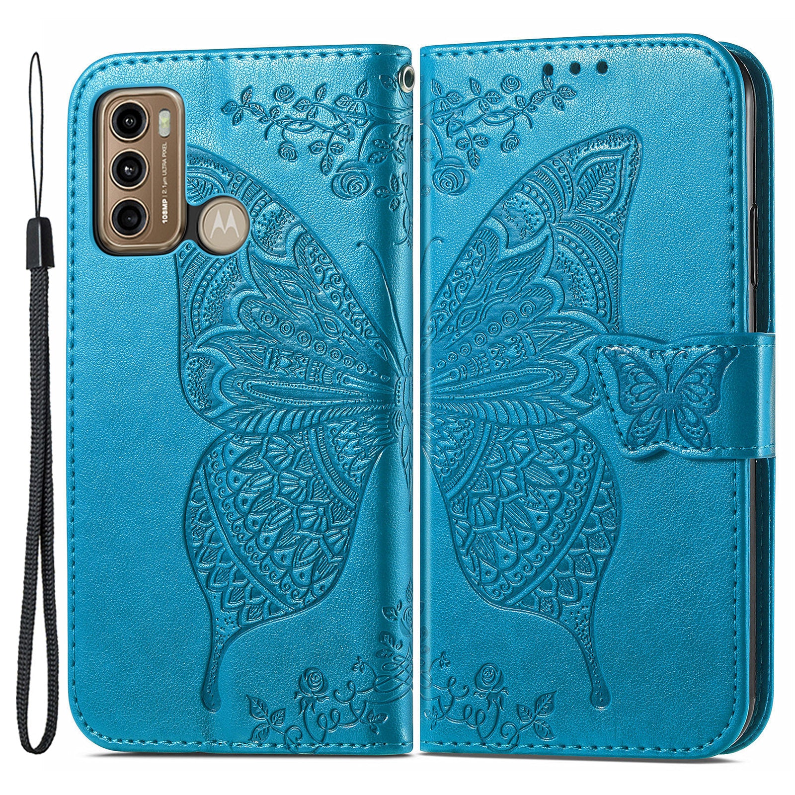 For Motorola Moto G60 Imprinted Butterfly Pattern PU Leather Phone Case Stand Book Design Wallet Flip Magnetic Cover