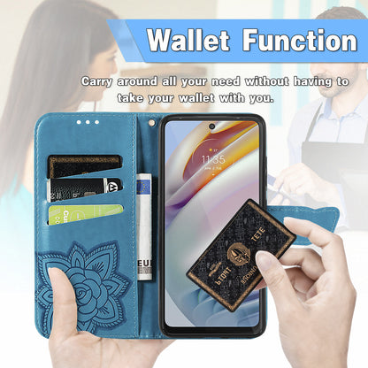 For Motorola Moto G60 Imprinted Butterfly Pattern PU Leather Phone Case Stand Book Design Wallet Flip Magnetic Cover