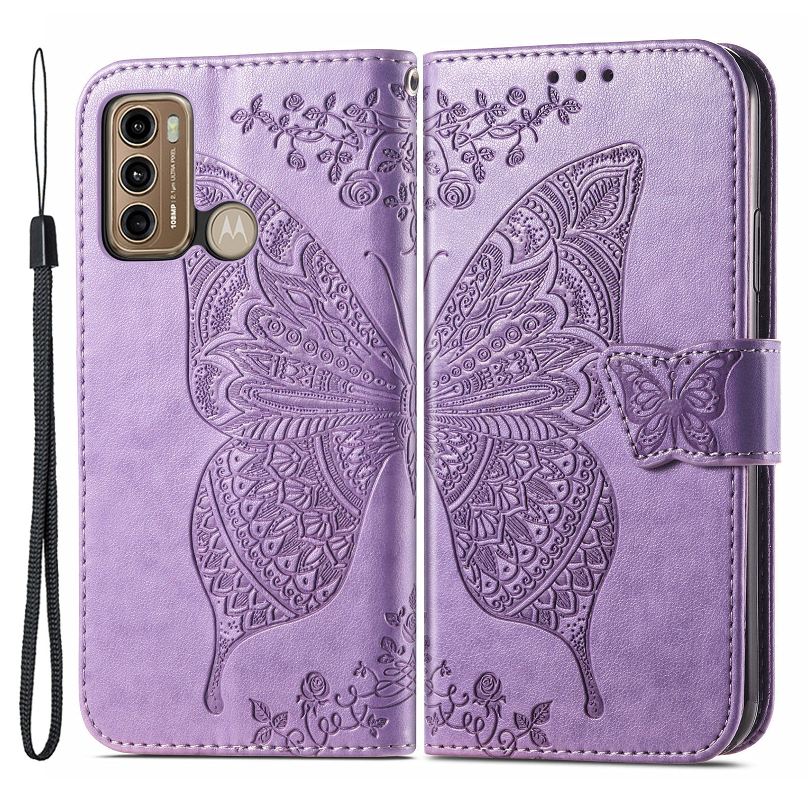 For Motorola Moto G60 Imprinted Butterfly Pattern PU Leather Phone Case Stand Book Design Wallet Flip Magnetic Cover