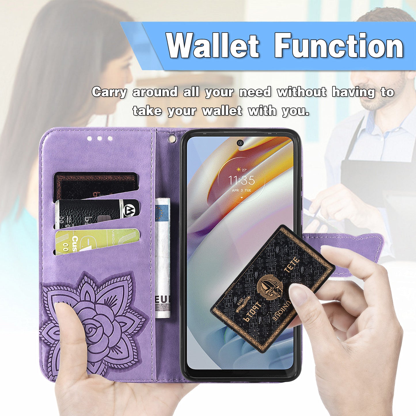 For Motorola Moto G60 Imprinted Butterfly Pattern PU Leather Phone Case Stand Book Design Wallet Flip Magnetic Cover