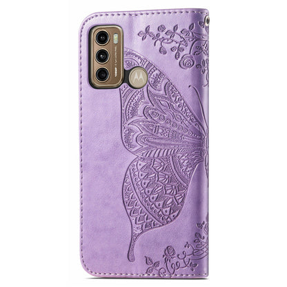 For Motorola Moto G60 Imprinted Butterfly Pattern PU Leather Phone Case Stand Book Design Wallet Flip Magnetic Cover