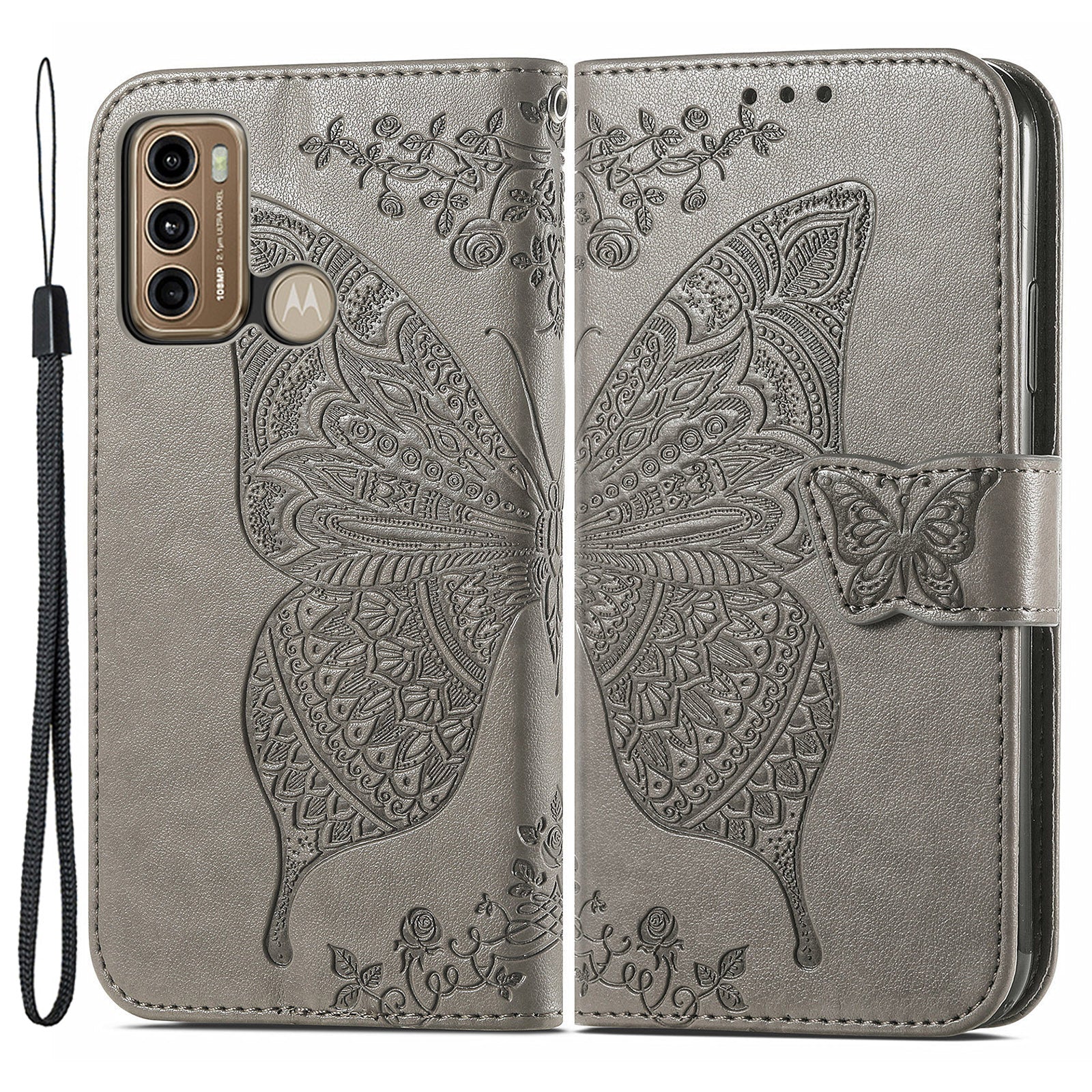 For Motorola Moto G60 Imprinted Butterfly Pattern PU Leather Phone Case Stand Book Design Wallet Flip Magnetic Cover