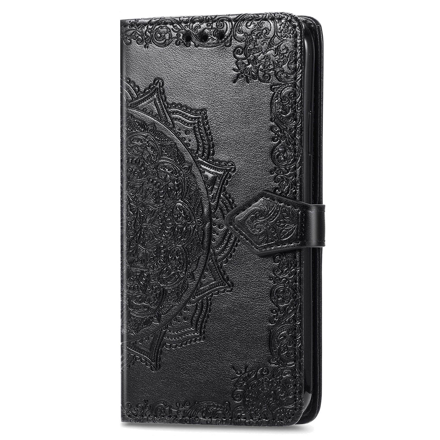 For Motorola Moto G60 4G Embossed Mandala Pattern PU Leather Flip Protective Case Magnetic Clasp Wallet Stand Function Phone Cover with Strap