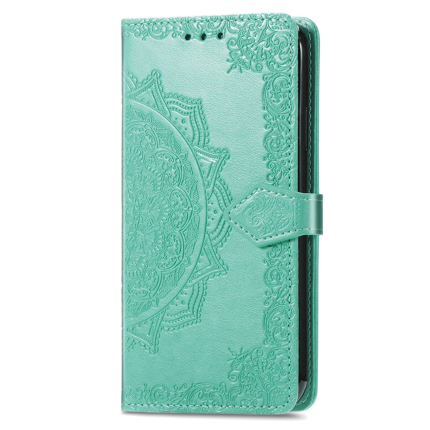 For Motorola Moto G60 4G Embossed Mandala Pattern PU Leather Flip Protective Case Magnetic Clasp Wallet Stand Function Phone Cover with Strap