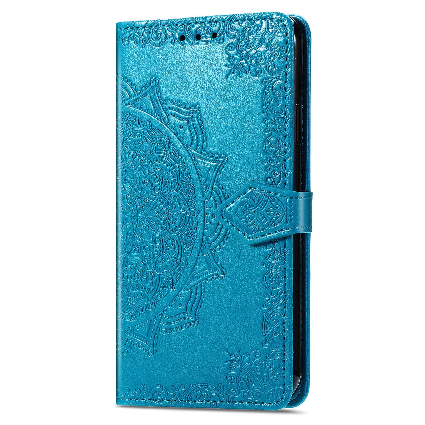 For Motorola Moto G60 4G Embossed Mandala Pattern PU Leather Flip Protective Case Magnetic Clasp Wallet Stand Function Phone Cover with Strap