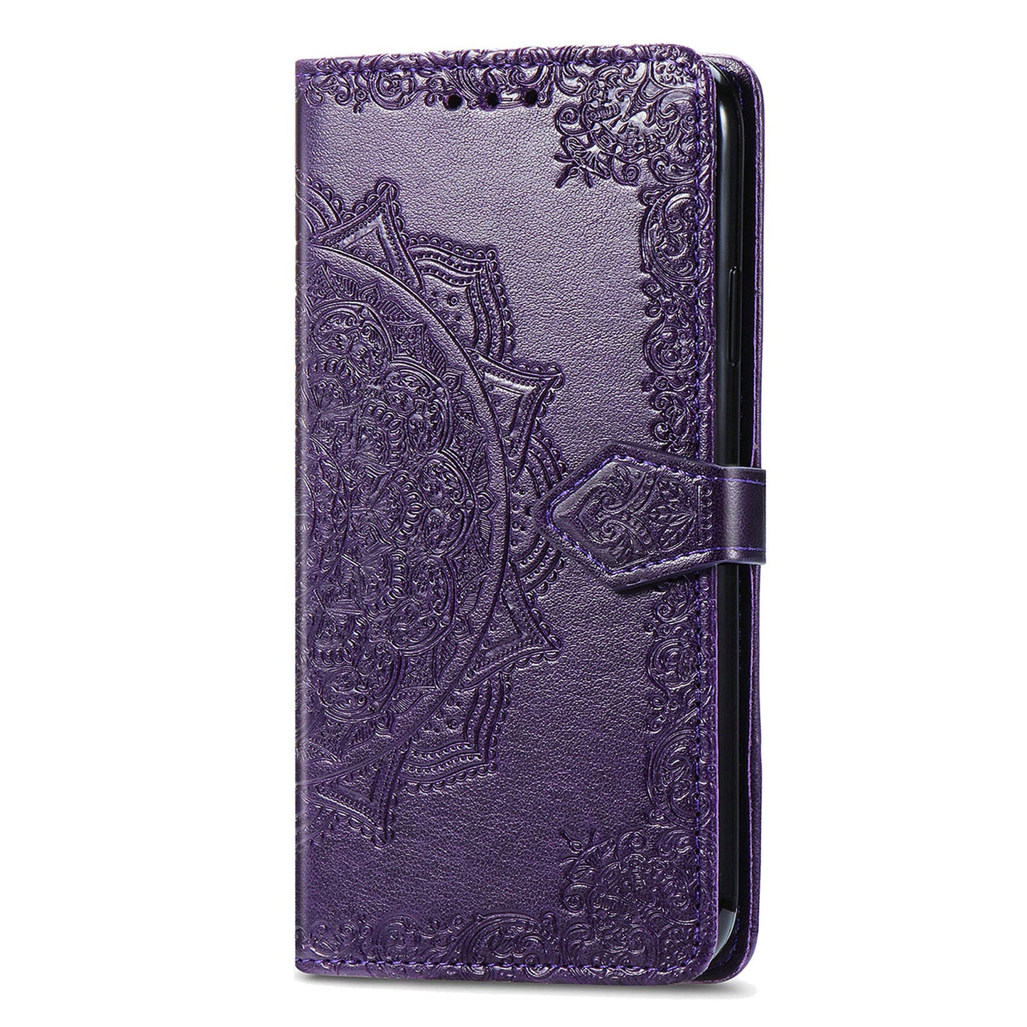 For Motorola Moto G60 4G Embossed Mandala Pattern PU Leather Flip Protective Case Magnetic Clasp Wallet Stand Function Phone Cover with Strap