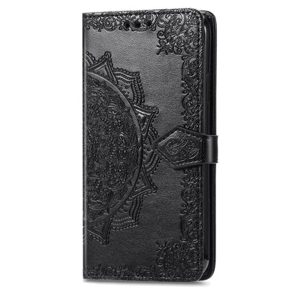 For Motorola Moto E22 4G / 22i 4G PU Leather Flip Protective Phone Case Embossed Mandala Pattern Wallet Stand Magnetic Cover with Strap