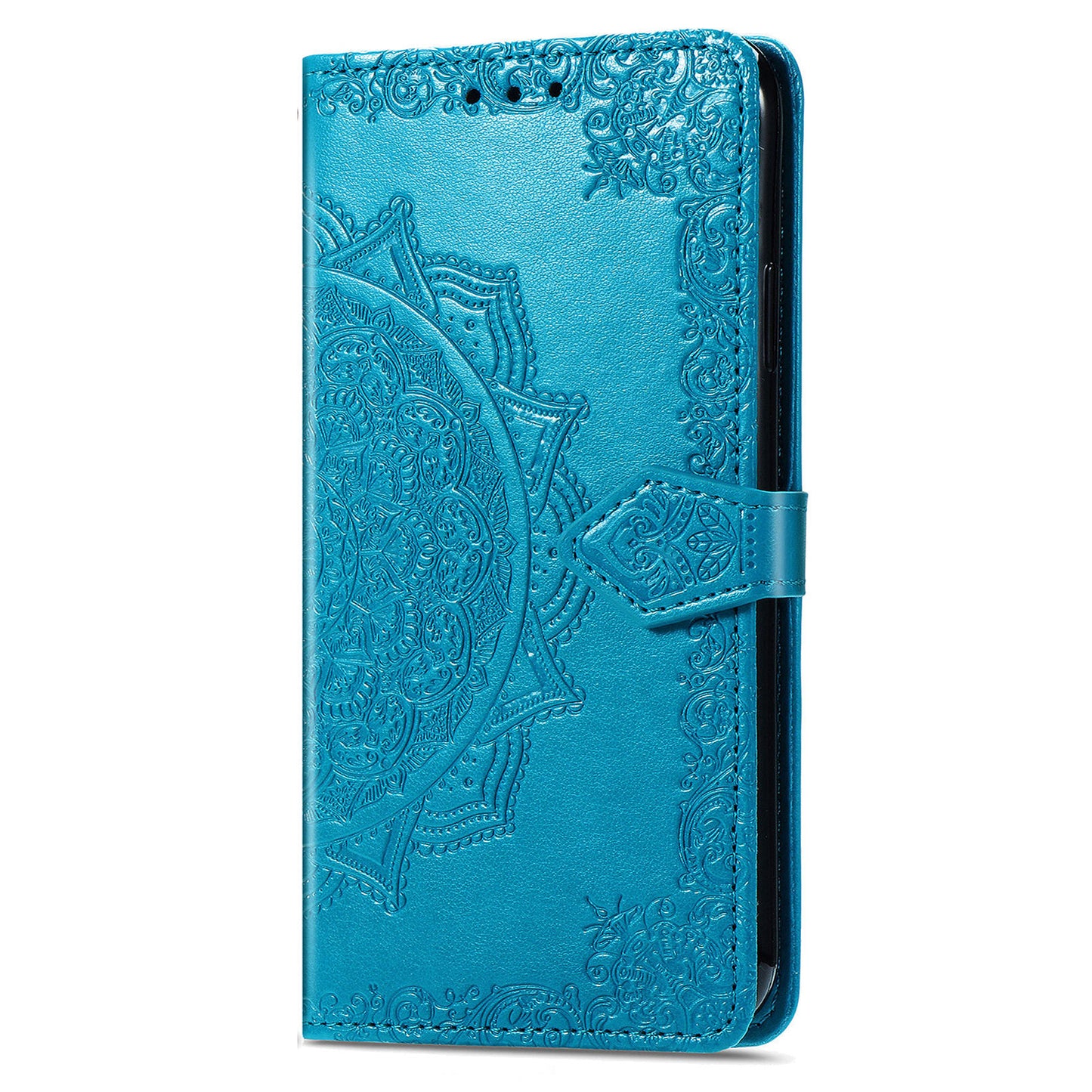 For Motorola Moto E22 4G / 22i 4G PU Leather Flip Protective Phone Case Embossed Mandala Pattern Wallet Stand Magnetic Cover with Strap