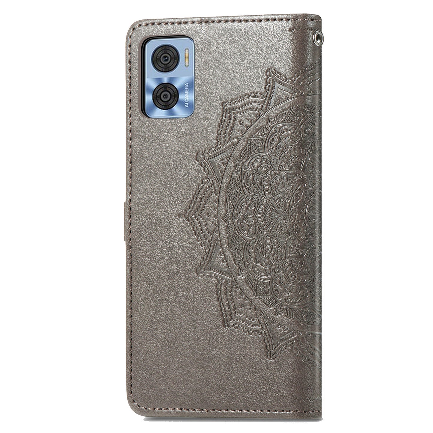 For Motorola Moto E22 4G / 22i 4G PU Leather Flip Protective Phone Case Embossed Mandala Pattern Wallet Stand Magnetic Cover with Strap