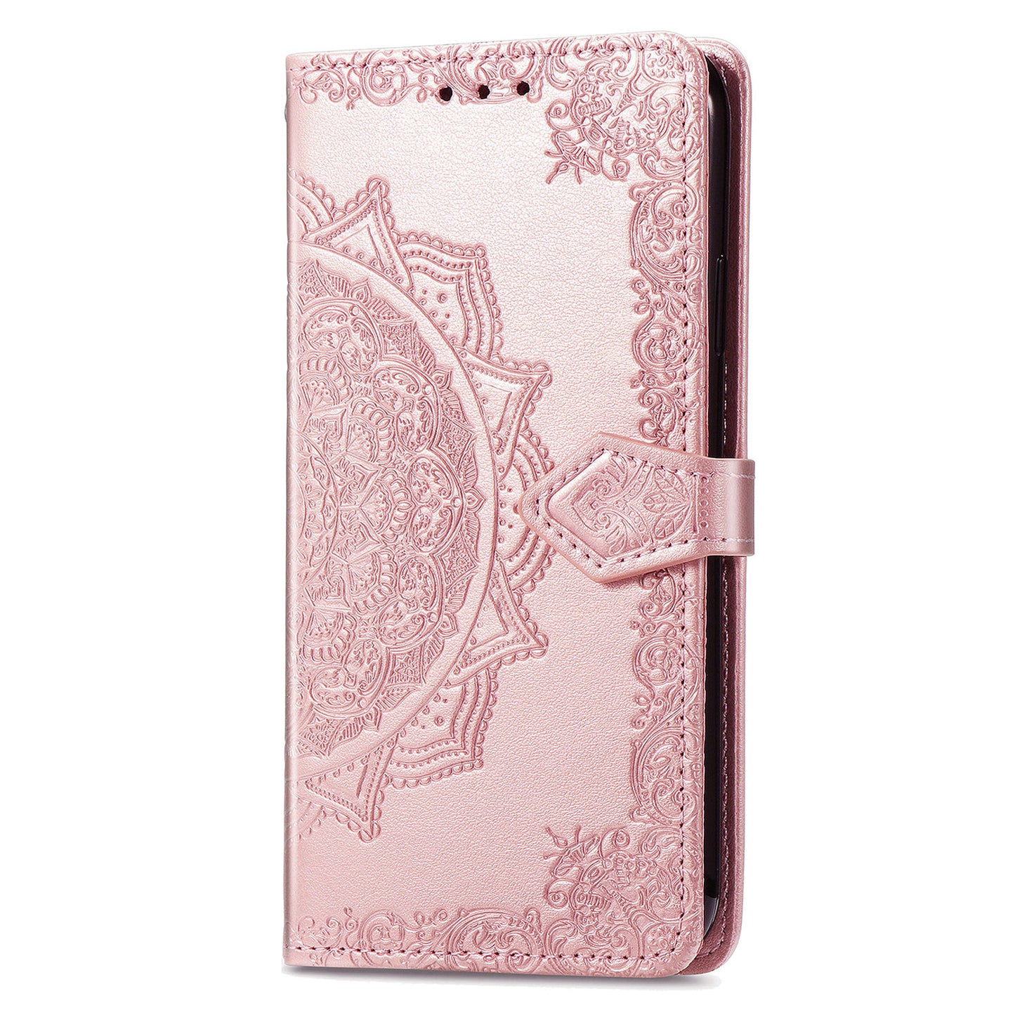 For Motorola Moto E22 4G / 22i 4G PU Leather Flip Protective Phone Case Embossed Mandala Pattern Wallet Stand Magnetic Cover with Strap