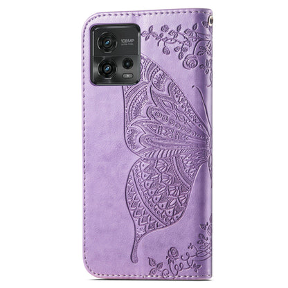 For Motorola Moto G72 4G PU Leather Folio Case  Imprinted Butterfly Pattern Stand Wallet Magnetic Phone Cover