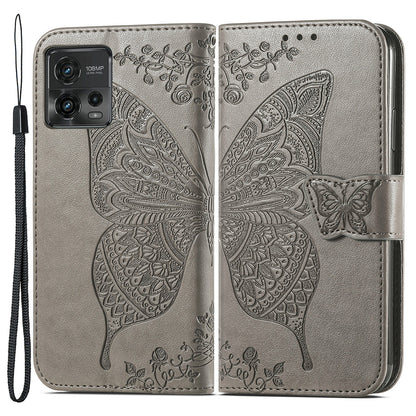 For Motorola Moto G72 4G PU Leather Folio Case  Imprinted Butterfly Pattern Stand Wallet Magnetic Phone Cover