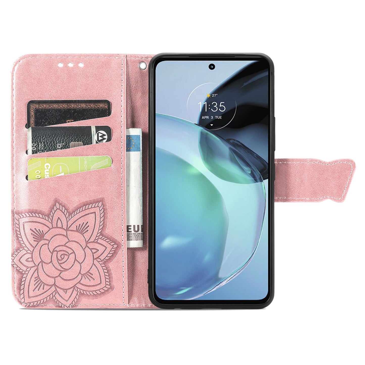 For Motorola Moto G72 4G PU Leather Folio Case  Imprinted Butterfly Pattern Stand Wallet Magnetic Phone Cover