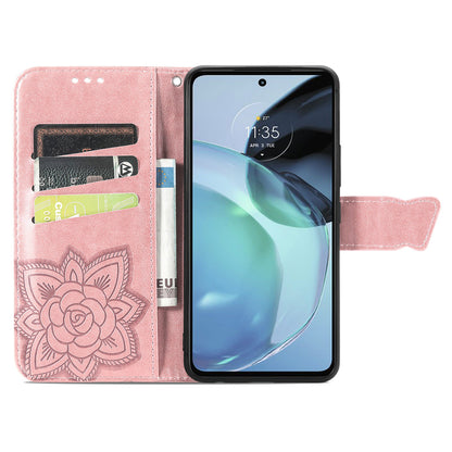 For Motorola Moto G72 4G PU Leather Folio Case  Imprinted Butterfly Pattern Stand Wallet Magnetic Phone Cover