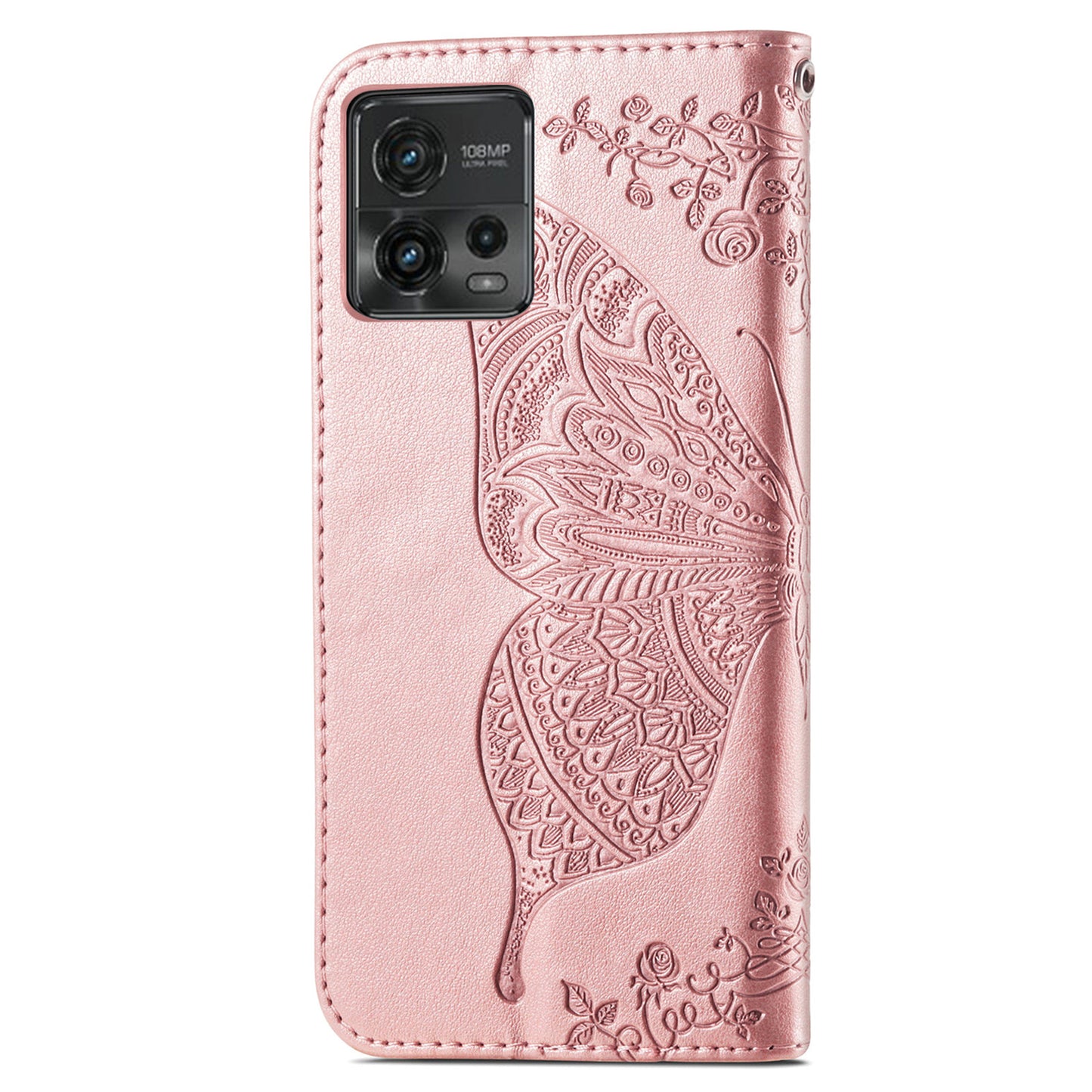 For Motorola Moto G72 4G PU Leather Folio Case  Imprinted Butterfly Pattern Stand Wallet Magnetic Phone Cover