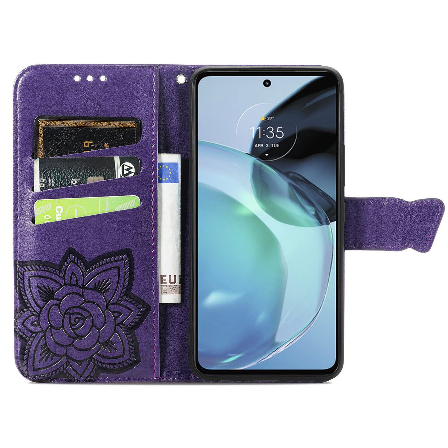 For Motorola Moto G72 4G PU Leather Folio Case  Imprinted Butterfly Pattern Stand Wallet Magnetic Phone Cover