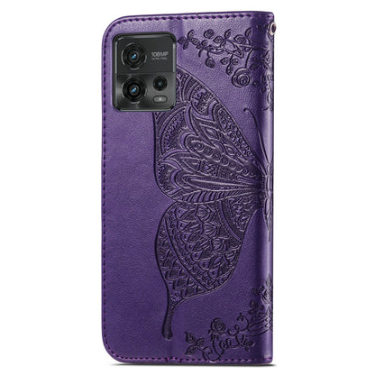 For Motorola Moto G72 4G PU Leather Folio Case  Imprinted Butterfly Pattern Stand Wallet Magnetic Phone Cover