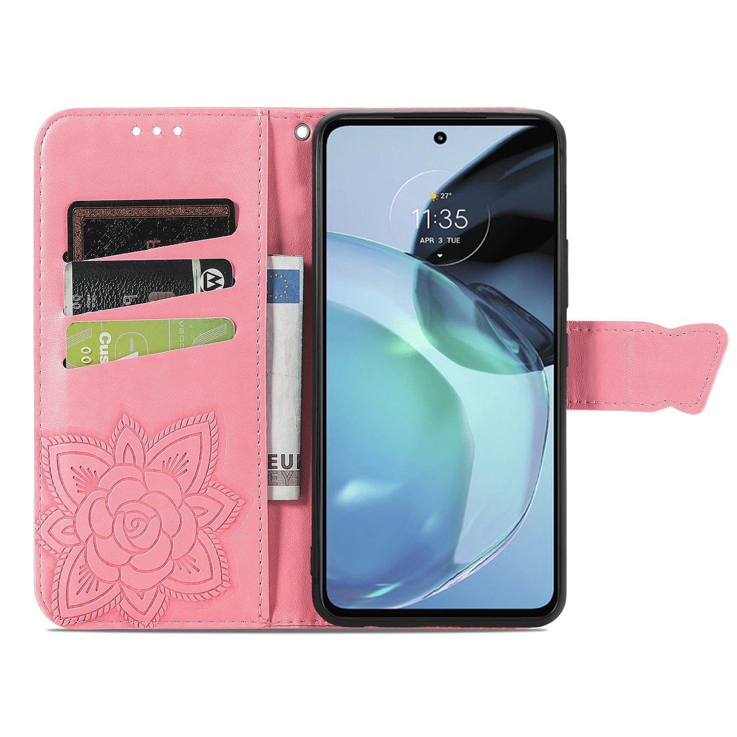 For Motorola Moto G72 4G PU Leather Folio Case  Imprinted Butterfly Pattern Stand Wallet Magnetic Phone Cover