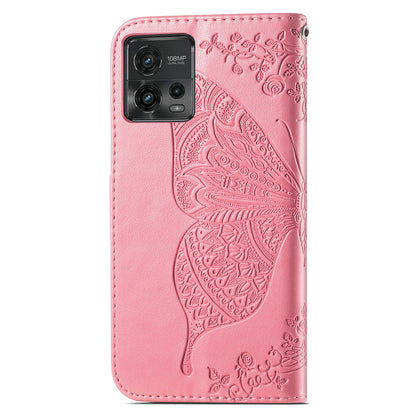 For Motorola Moto G72 4G PU Leather Folio Case  Imprinted Butterfly Pattern Stand Wallet Magnetic Phone Cover