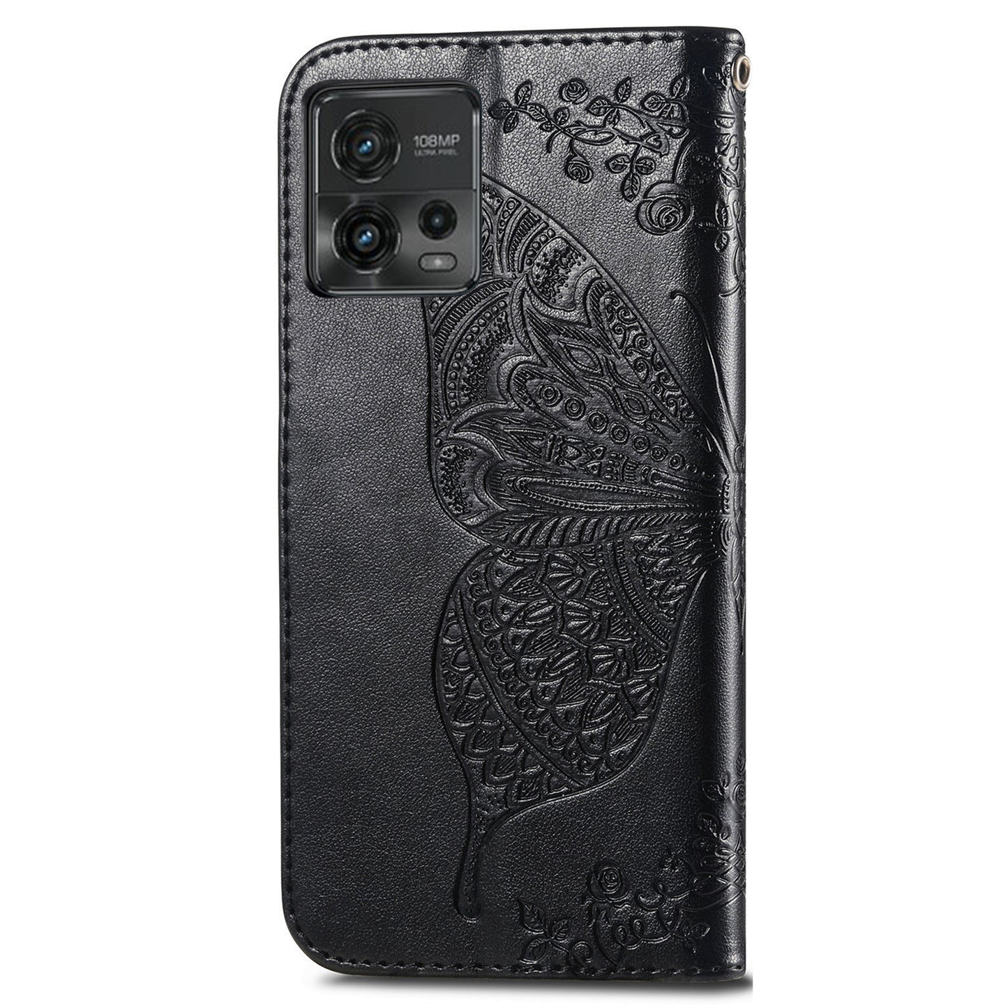 For Motorola Moto G72 4G PU Leather Folio Case  Imprinted Butterfly Pattern Stand Wallet Magnetic Phone Cover