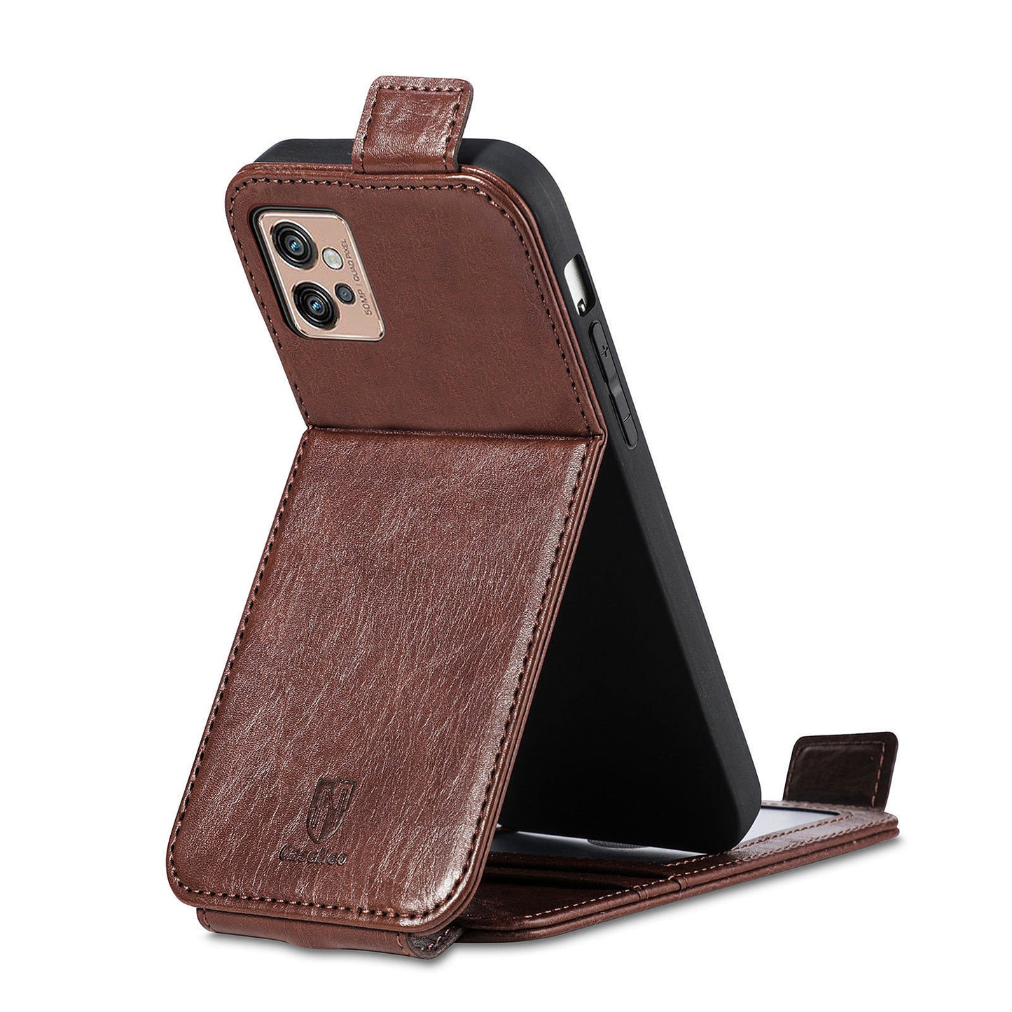 CASENEO 003 Series For Motorola Moto G32 4G Splicing Style PU Leather Flip Phone Case Stand Card Holder Drop Protection Phone Cover
