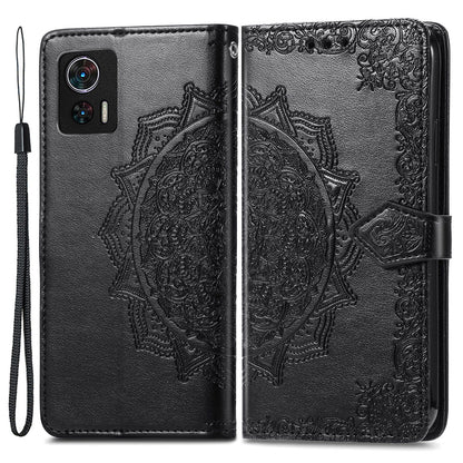 For Motorola Edge 30 Neo 5G / Edge 30 Lite 5G Wallet Stand Phone Cover Embossed Mandala Pattern PU Leather Flip Phone Case