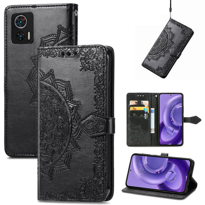 For Motorola Edge 30 Neo 5G / Edge 30 Lite 5G Wallet Stand Phone Cover Embossed Mandala Pattern PU Leather Flip Phone Case