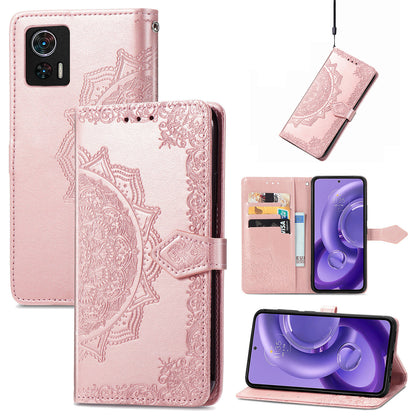 For Motorola Edge 30 Neo 5G / Edge 30 Lite 5G Wallet Stand Phone Cover Embossed Mandala Pattern PU Leather Flip Phone Case