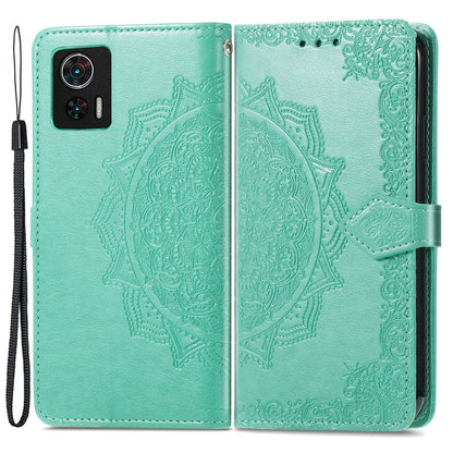 For Motorola Edge 30 Neo 5G / Edge 30 Lite 5G Wallet Stand Phone Cover Embossed Mandala Pattern PU Leather Flip Phone Case