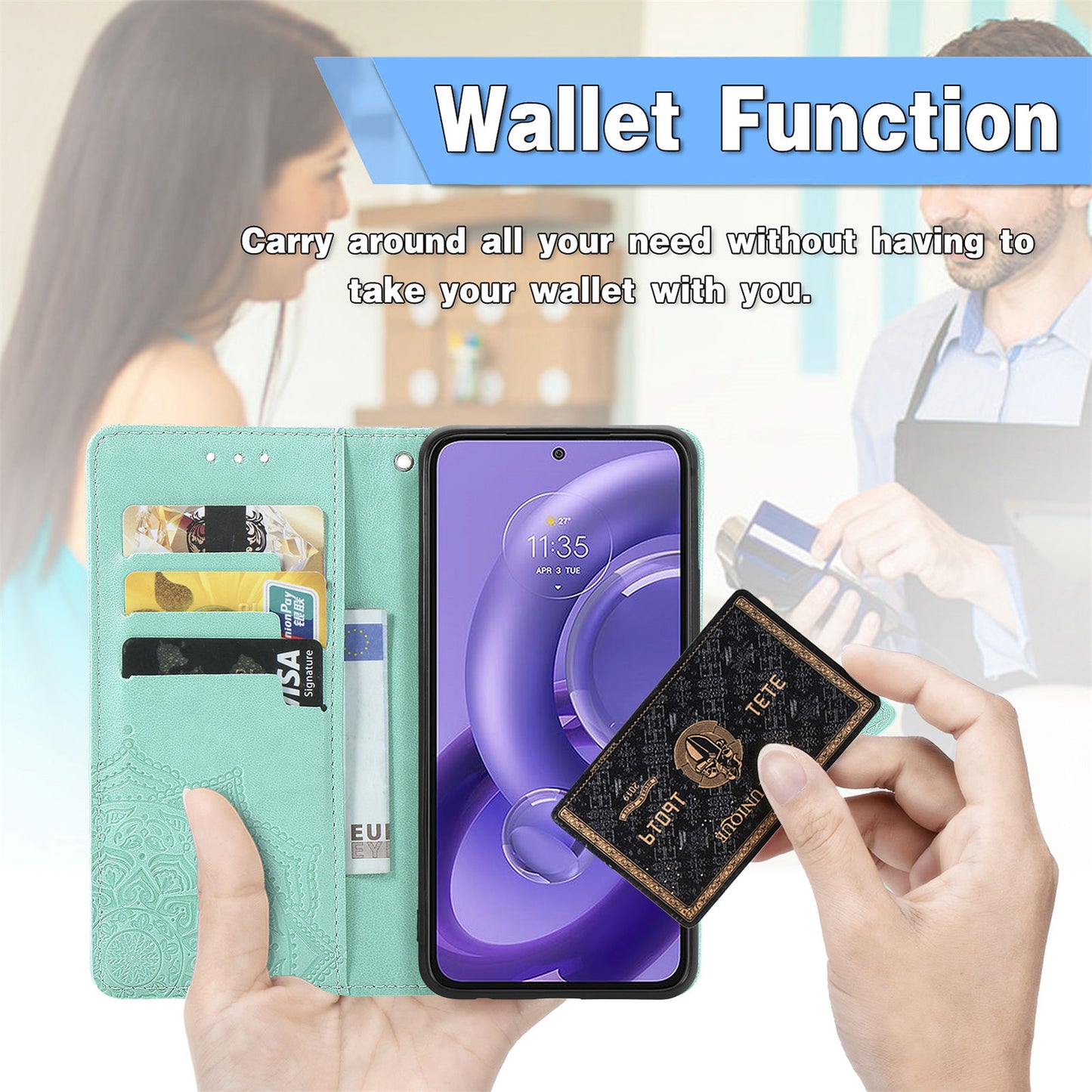 For Motorola Edge 30 Neo 5G / Edge 30 Lite 5G Wallet Stand Phone Cover Embossed Mandala Pattern PU Leather Flip Phone Case