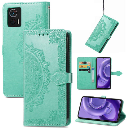 For Motorola Edge 30 Neo 5G / Edge 30 Lite 5G Wallet Stand Phone Cover Embossed Mandala Pattern PU Leather Flip Phone Case