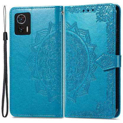 For Motorola Edge 30 Neo 5G / Edge 30 Lite 5G Wallet Stand Phone Cover Embossed Mandala Pattern PU Leather Flip Phone Case