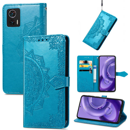 For Motorola Edge 30 Neo 5G / Edge 30 Lite 5G Wallet Stand Phone Cover Embossed Mandala Pattern PU Leather Flip Phone Case