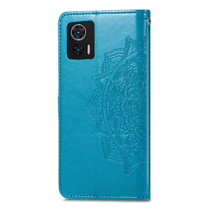 For Motorola Edge 30 Neo 5G / Edge 30 Lite 5G Wallet Stand Phone Cover Embossed Mandala Pattern PU Leather Flip Phone Case