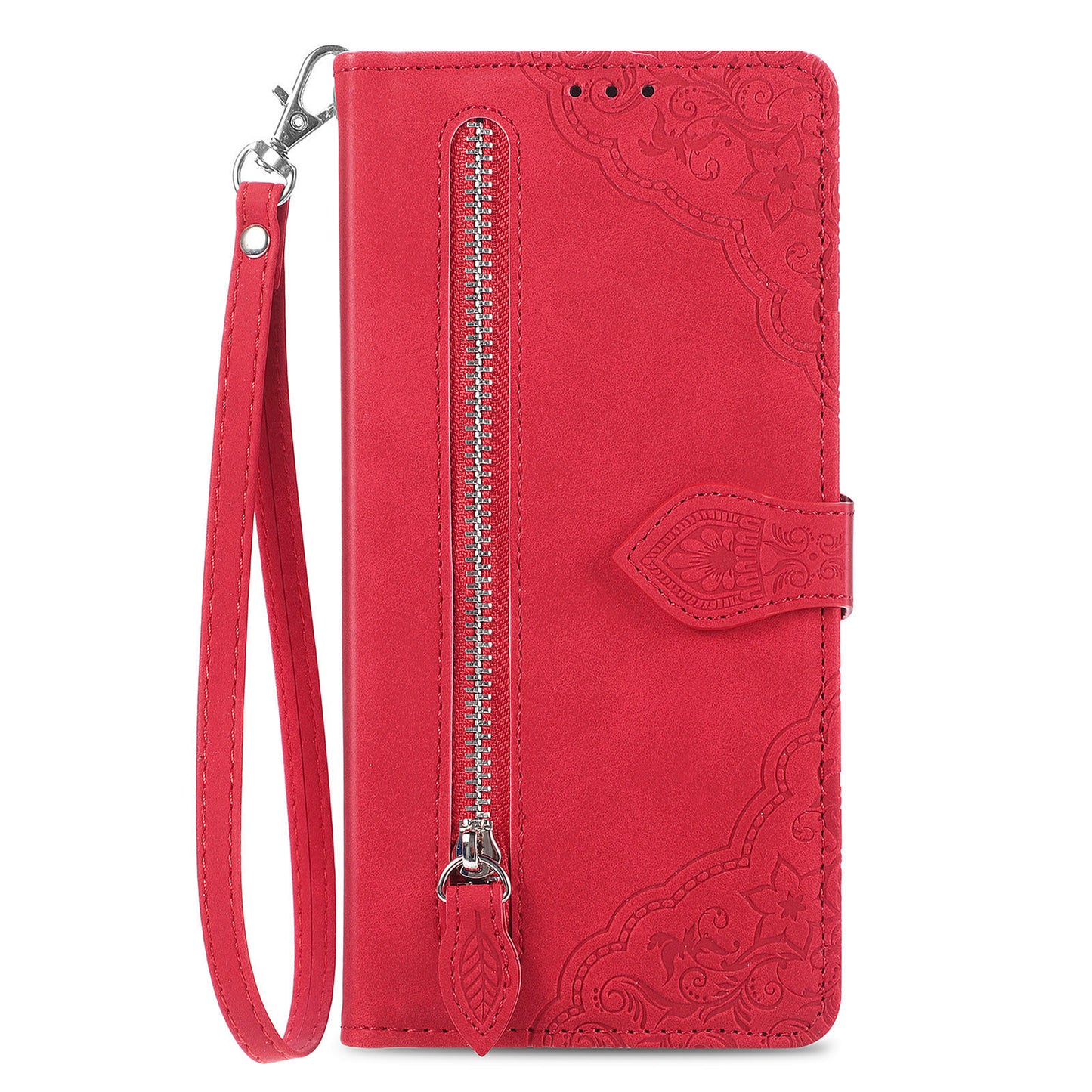 For Motorola Moto G72 4G Flower Imprinted Pattern Zipper Pocket Cell Phone Cover Stand Shockproof Flip Leather Wallet Case