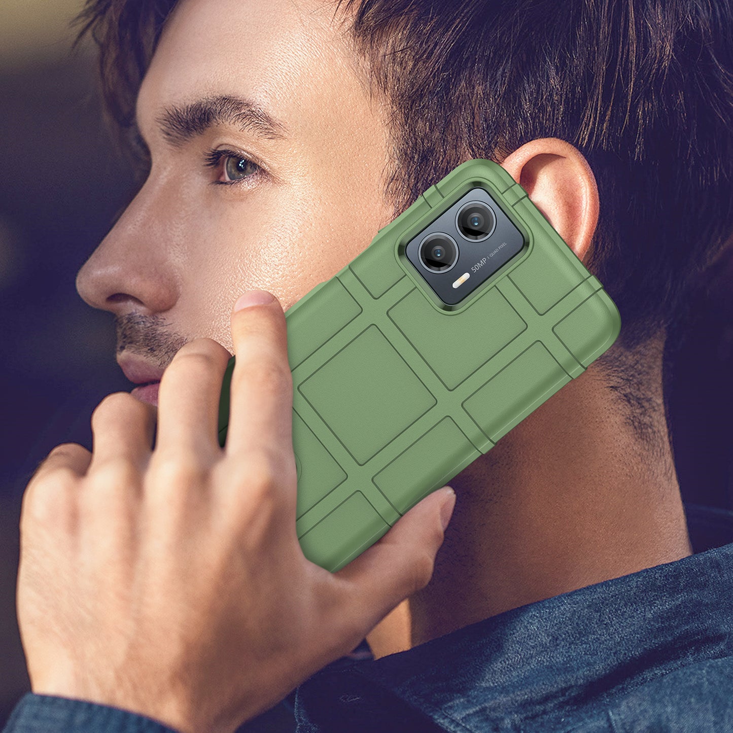 For Motorola Moto G 5G (2023) Rugged Square Grid Texture Phone Cover Shockproof Soft TPU Back Shell Case