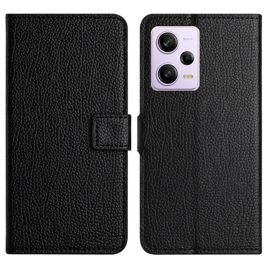 Shockproof Mobile Phone Cover For Xiaomi Redmi Note 12 Pro 5G, Litchi Texture PU Leather Wallet Phone Case with Stand