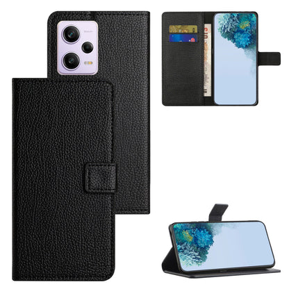 Shockproof Mobile Phone Cover For Xiaomi Redmi Note 12 Pro 5G, Litchi Texture PU Leather Wallet Phone Case with Stand