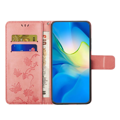 Shockproof Phone Case For Xiaomi Redmi Note 12 Pro+ 5G , PU Leather Phone Cover with Imprinted Butterfly Flower Pattern and Stand Wallet