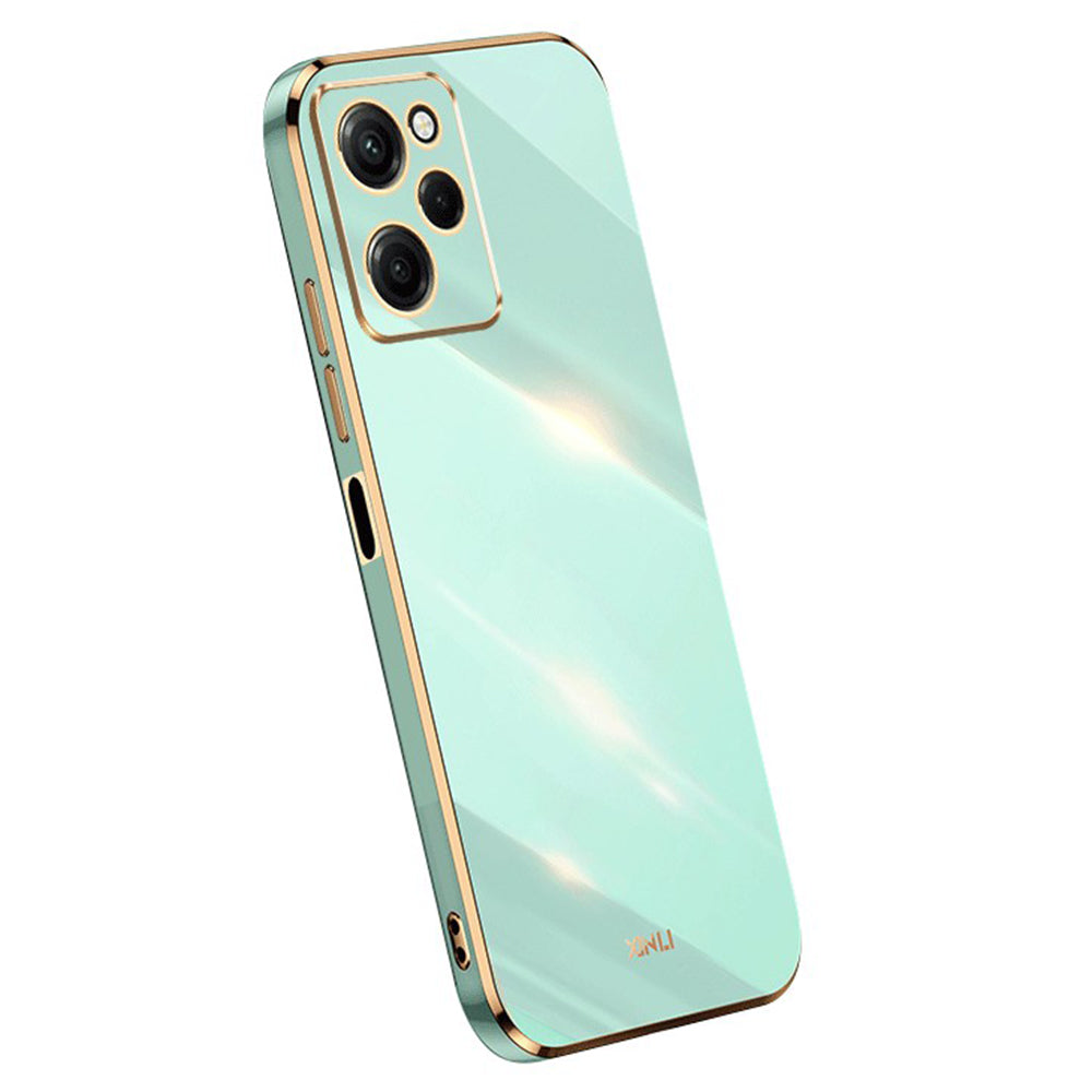 XINLI For Xiaomi Poco X5 Pro 5G / Redmi Note 12 Pro Speed 5G Electroplating Golden Edge Phone Case Flexible TPU Anti-drop Cover