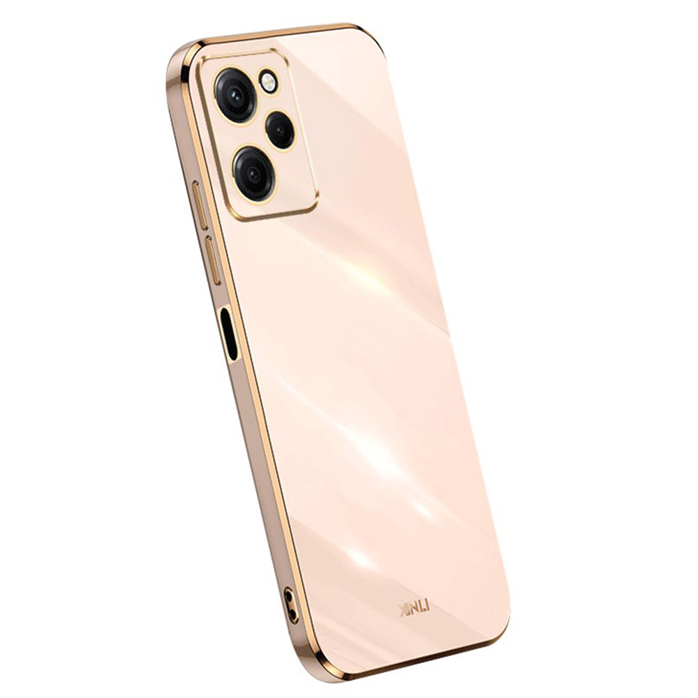 XINLI For Xiaomi Poco X5 Pro 5G / Redmi Note 12 Pro Speed 5G Electroplating Golden Edge Phone Case Flexible TPU Anti-drop Cover