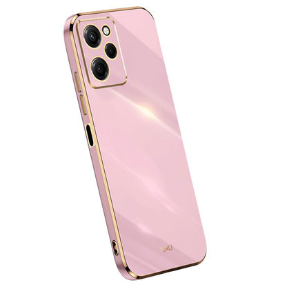 XINLI For Xiaomi Poco X5 Pro 5G / Redmi Note 12 Pro Speed 5G Electroplating Golden Edge Phone Case Flexible TPU Anti-drop Cover