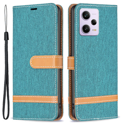 For Xiaomi Redmi Note 12 Pro 5G / Note 12 Pro Speed 5G / Poco X5 Pro 5G Wallet Phone Case Jeans Cloth Texture Flip Leather Cover Protective Stand Cover