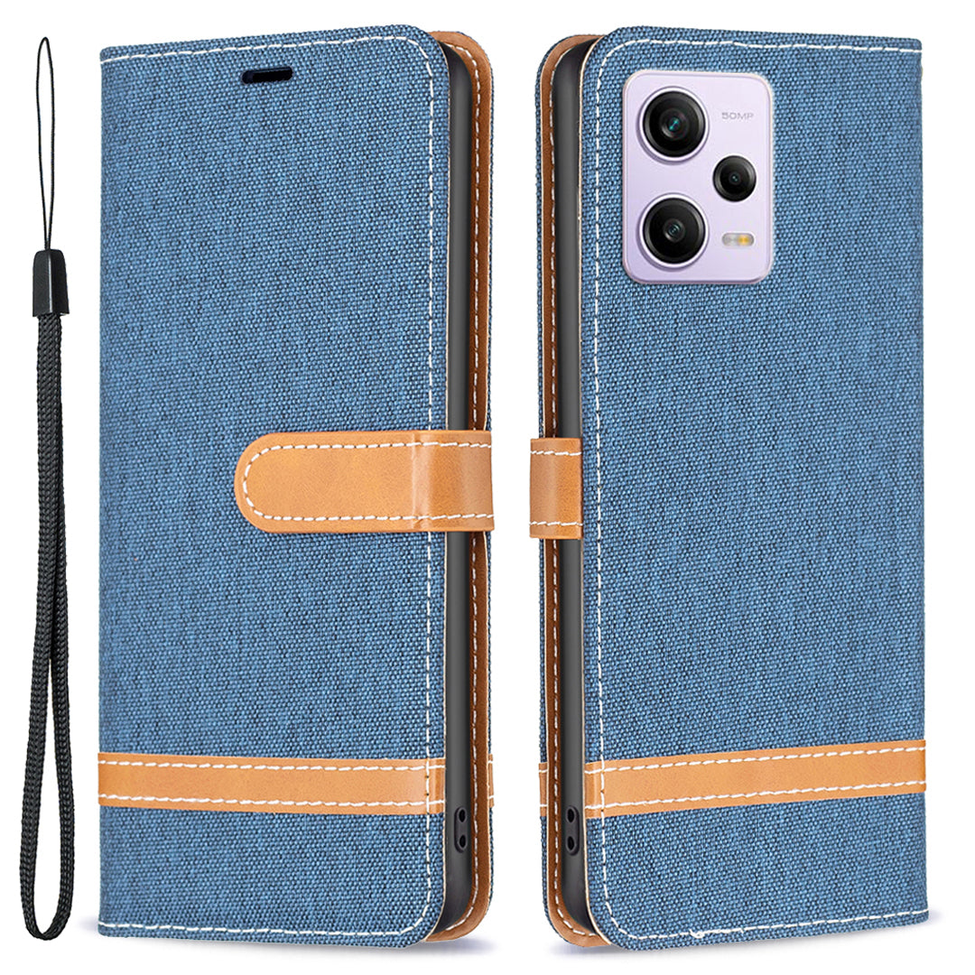 For Xiaomi Redmi Note 12 Pro 5G / Note 12 Pro Speed 5G / Poco X5 Pro 5G Wallet Phone Case Jeans Cloth Texture Flip Leather Cover Protective Stand Cover