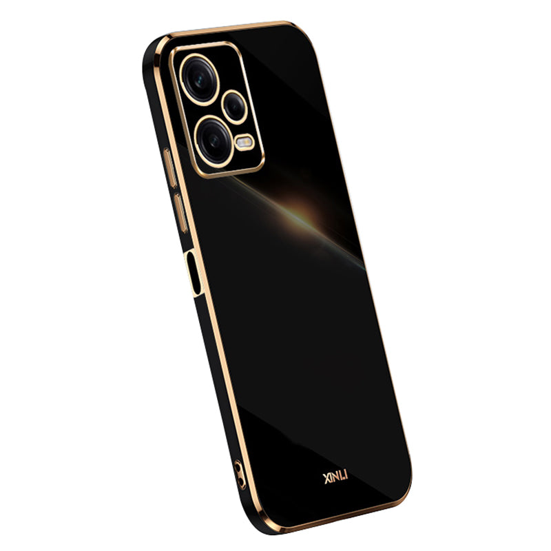 XINLI Phone Case for Xiaomi Redmi Note 12 Pro+ 5G Electroplating Golden Edge Anti-scratch TPU Phone Cover